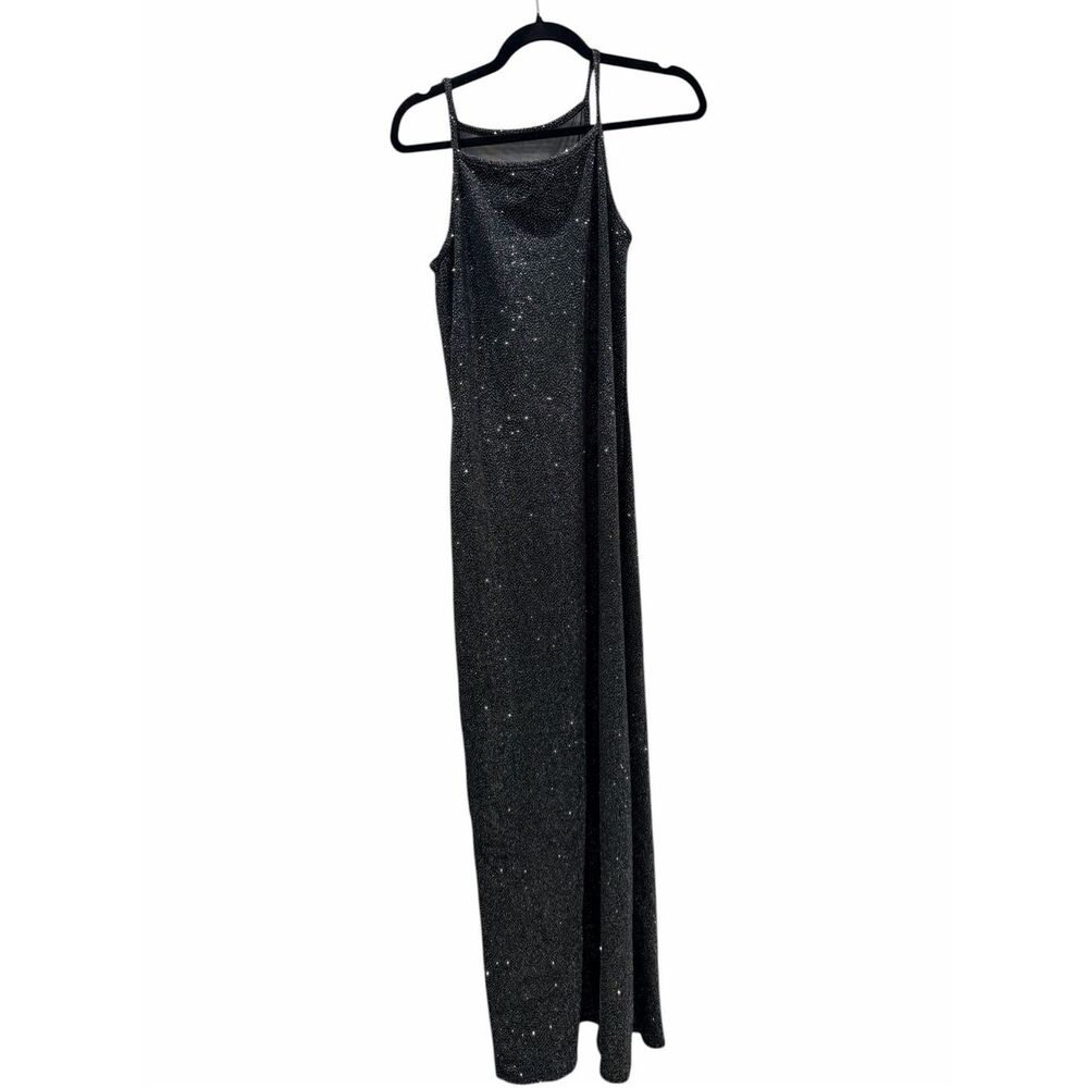 Onyx Nite by Wendye Chaitin Women's size 8 Black Slit Maxi Prom Dress Gown USA